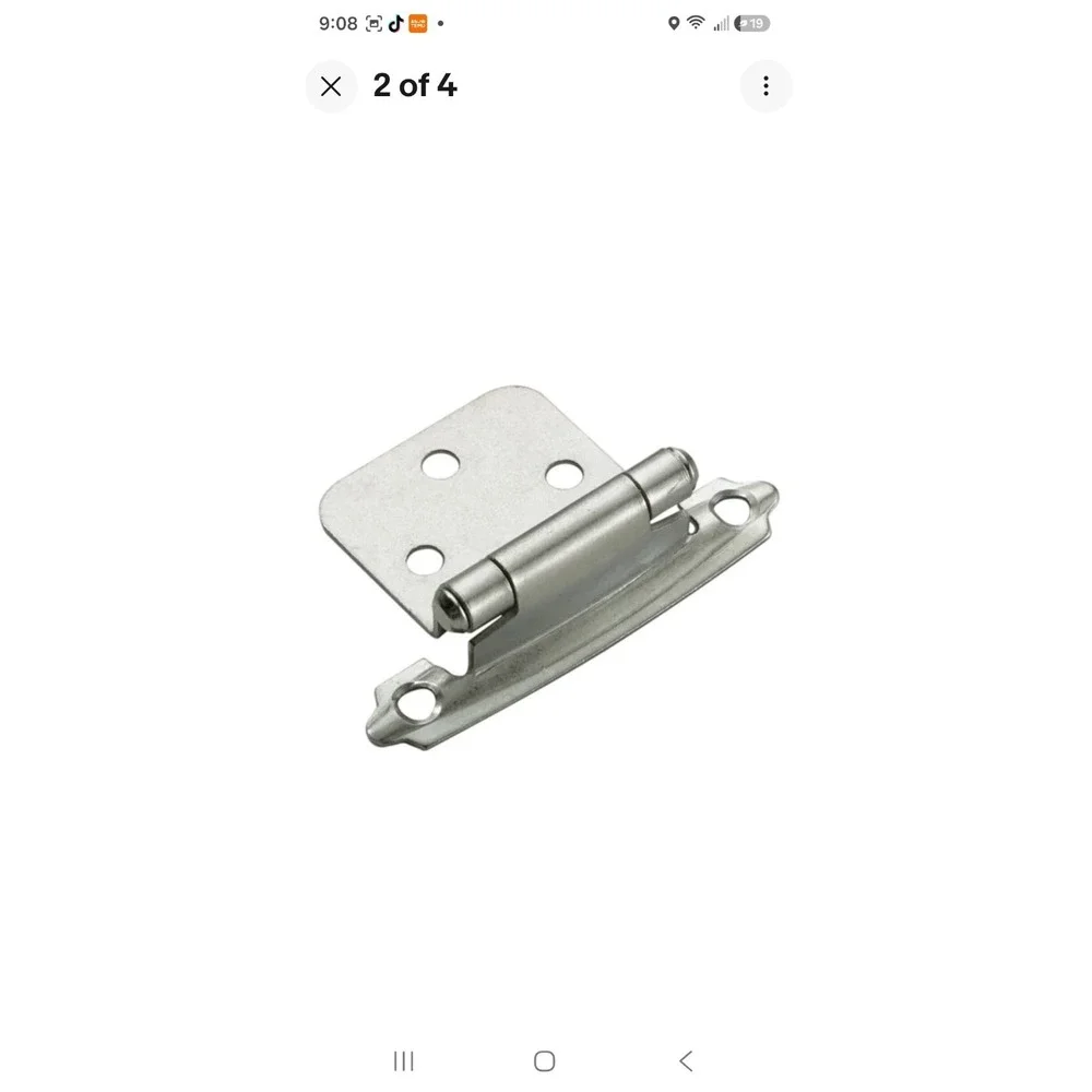 10 Pack Style Selections Flush Self-Closing Cabinet Hinges Satin Nickel